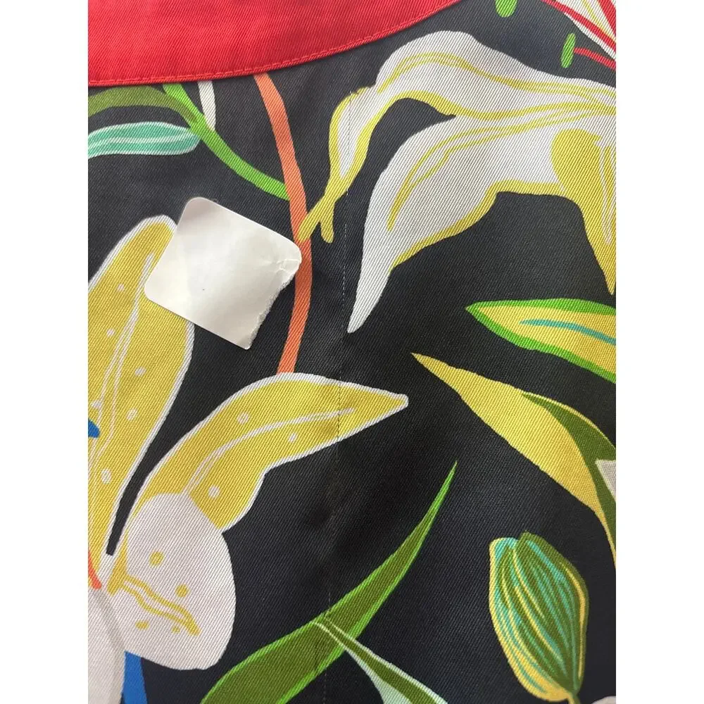 Kate Spade SzL Summer Lillies Floral Print Resortwear Vacation Long Sleeve Dress